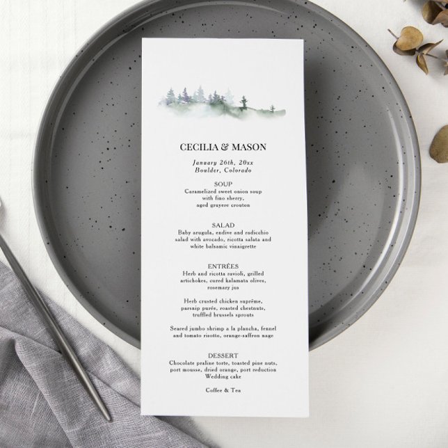 Green Forest Mountain Watercolor Menu (Creator Uploaded)