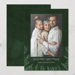 Green Forest Pine Branches Photo Holiday Card