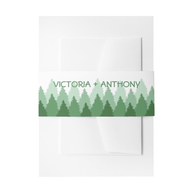 Green Forest Range Woodland Wedding Invitation Belly Band (Front Example)