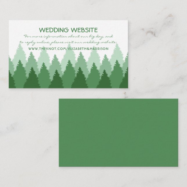 Green Forest Range Woodland Wedding Website Enclosure Card (Front/Back)