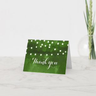 Green Forest Rustic String Lights Wedding Card