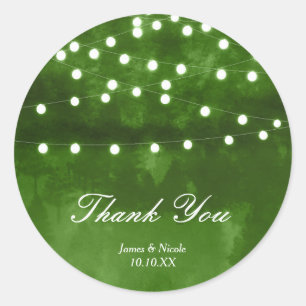 Green Forest Rustic String Lights Wedding Sticker