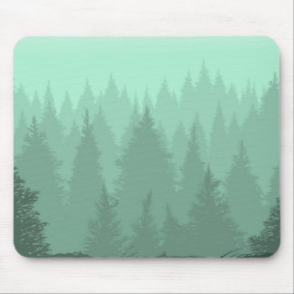 Green forest silhouette mouse pad