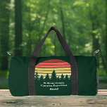 Green Forest Sunset Camping Trip Customisable Duffle Bag<br><div class="desc">Cool hiking duffel bag with a green forest sunset for the whole group on a nature outing or camping trip. This custom gift feature a beautiful horizon with trees for a hiker or camper.</div>