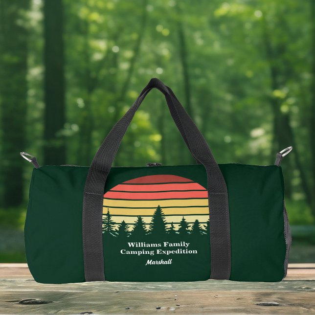 Green Forest Sunset Camping Trip Customisable Duffle Bag (Creator Uploaded)