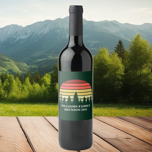 Green Forest Sunset Custom Family Reunion Party Wine Label (Creator Uploaded)