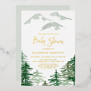 Green Forest Watercolor Woodland Baby Shower