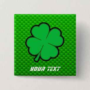 Green Four Leaf Clover 15 Cm Square Badge