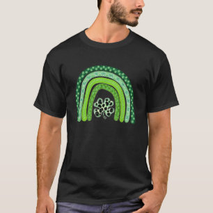 Green Four Leaf Clover Leopard Rainbow St Patrick T-Shirt