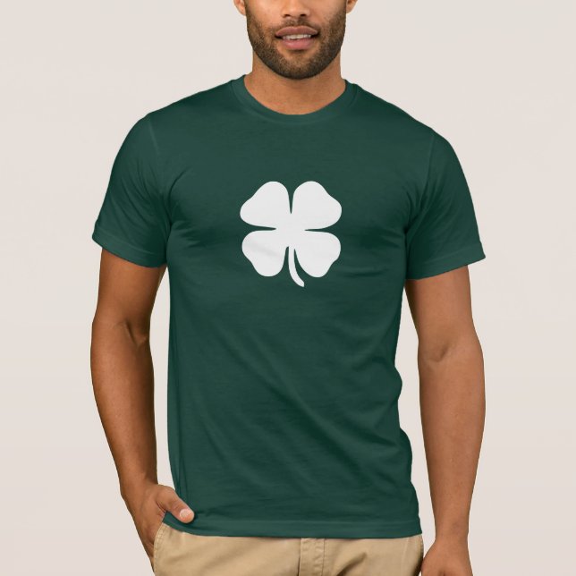 Green Four-Leaf Clover Lucky Irish T-Shirt (Front)
