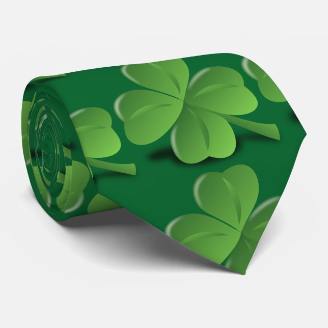 Green Four Leaf Clover Men's Tie (Rolled)