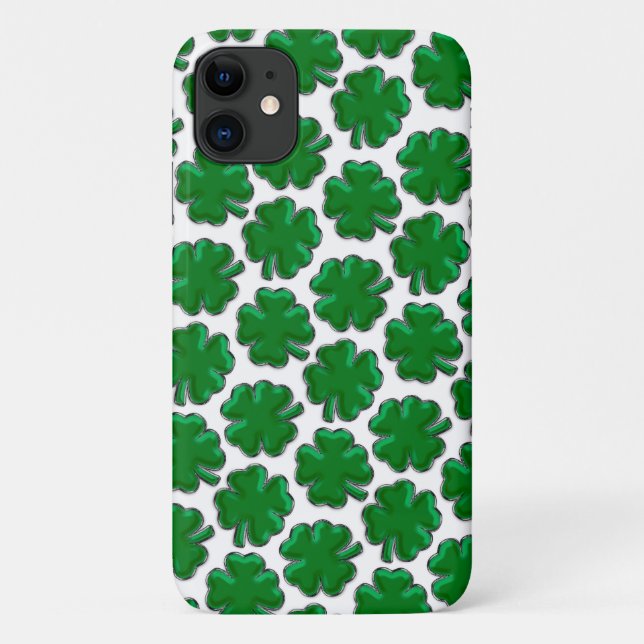Green Four Leaf Clover Pattern Case-Mate iPhone Case (Back)