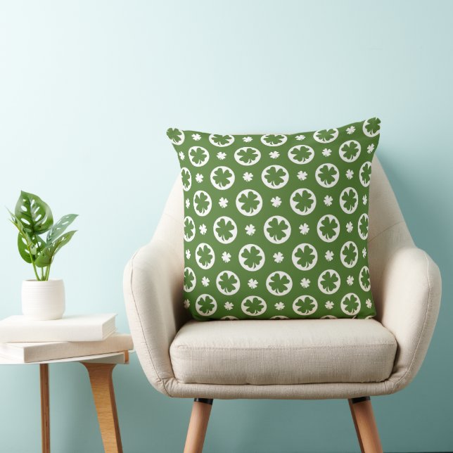 Green Four Leaf Clover Pattern Cushion (Chair)
