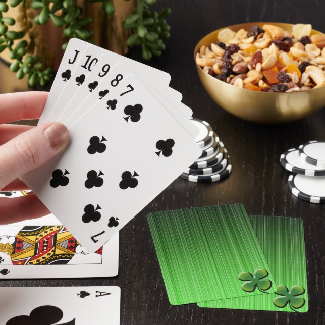 Green Four Leaf Clover Playing Cards (In Situ)