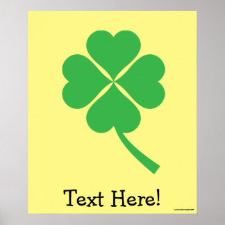 Green Four Leaf Clover Poster