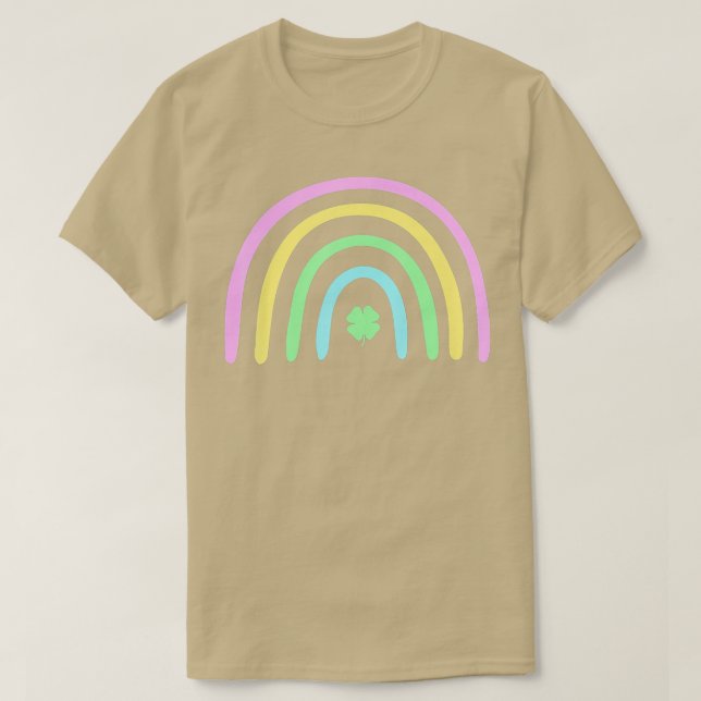 Green Four Leaf Clover Rainbow St Patrick's Day  T-Shirt (Design Front)