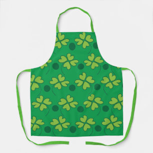 Green Four Leaf Clover St Patricks Day    Apron