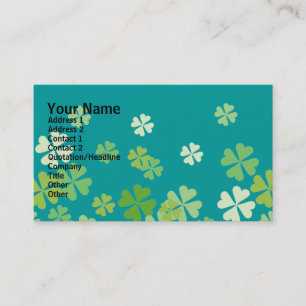 Green Four Leaf Clovers Design Business Card