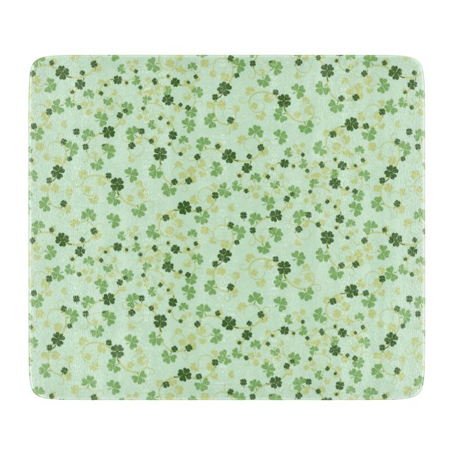 Green Four Leaf Clovers St Patricks Day Cutting Board (Front)