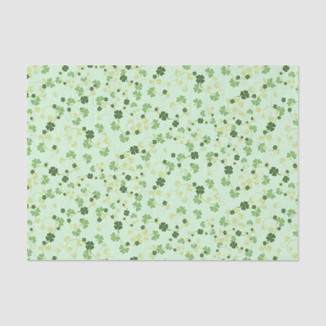 Green Four Leaf Clovers St Patricks Day Tissue Paper (Front)