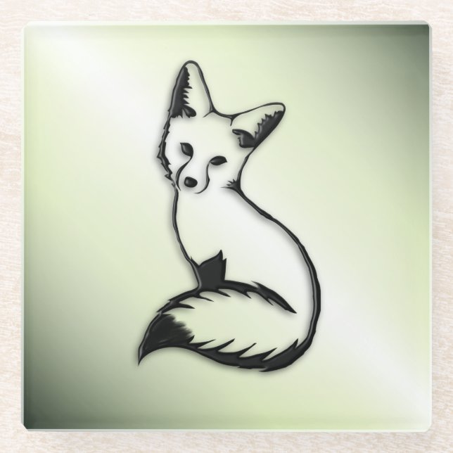 Green Fox Glass Coaster (Front)