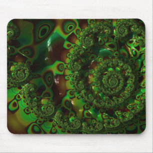 Green Fractal Art Shell Mouse Pad