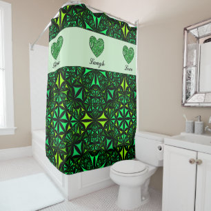 Green Fractal Bathroom Shower Curtain