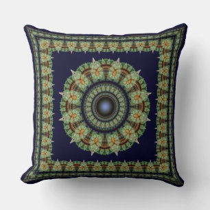 Green fractal fairy oriental pattern cushion
