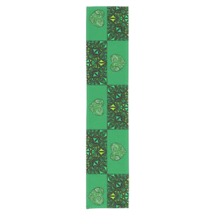 Green Fractal Hearts Table Runner