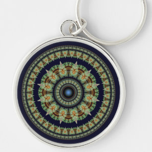 Green fractal ornate pattern key ring