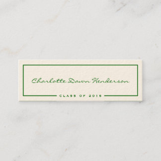Green frame ecru graduation announcement name card