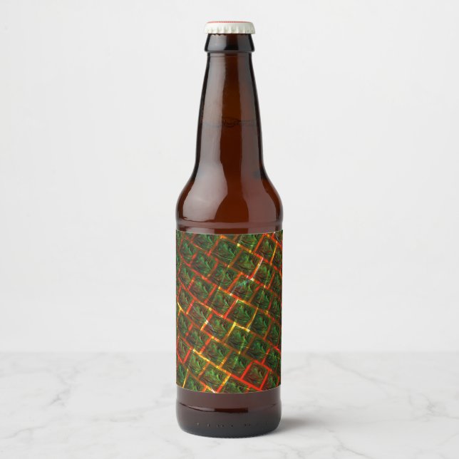 'Green framed eyes', scratches or red grating. Beer Bottle Label (Front)