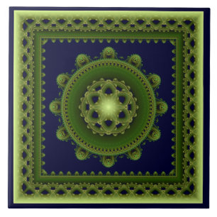 Green framed mandala tile