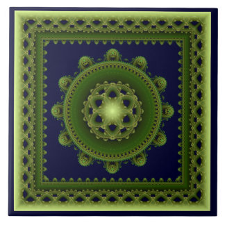 Green framed mandala tile
