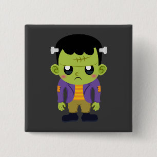 Green Frankenstein Monster Halloween 15 Cm Square Badge
