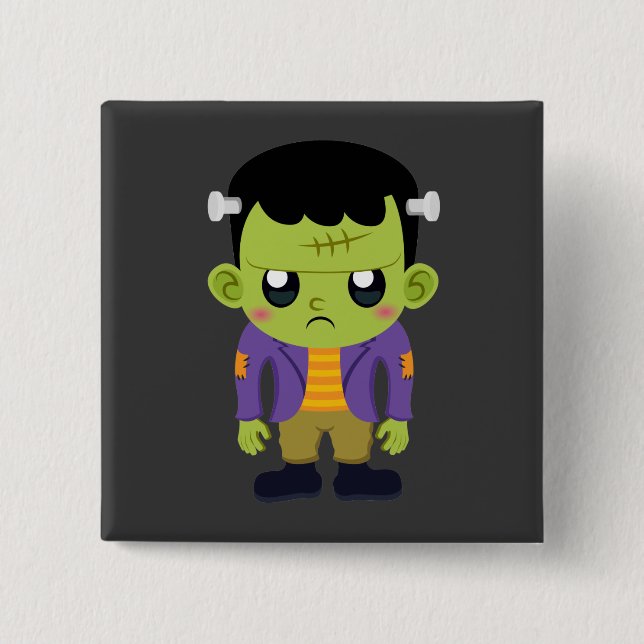 Green Frankenstein Monster Halloween 15 Cm Square Badge (Front)
