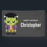 Green Frankenstein Monster Halloween Birthday Banner<br><div class="desc">A Halloween birthday banner with a fun Halloween image featuring a green Frankenstein monster.</div>