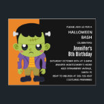 Green Frankenstein Monster Halloween Birthday Invitation Postcard<br><div class="desc">A Halloween birthday invitation postcard with a fun Halloween image featuring a green Frankenstein monster.</div>