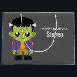 Green Frankenstein Monster Halloween Birthday Large Gift Bag<br><div class="desc">Halloween Birthday gift bag with a fun Halloween image featuring a green Frankenstein monster.</div>