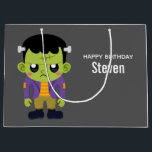 Green Frankenstein Monster Halloween Birthday Large Gift Bag<br><div class="desc">Halloween Birthday gift bag with a fun Halloween image featuring a green Frankenstein monster.</div>