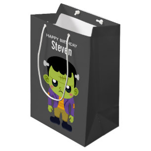 Green Frankenstein Monster Halloween Birthday Medium Gift Bag