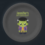 Green Frankenstein Monster Halloween Birthday Pape Paper Plate<br><div class="desc">Halloween birthday paper plates with a fun Halloween image featuring a green Frankenstein monster.</div>