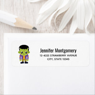 Green Frankenstein Monster Halloween Label