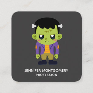 Green Frankenstein Monster Halloween Square Busine Business Card