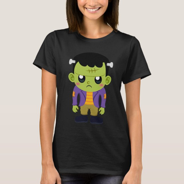 Green Frankenstein Monster Halloween T-Shirt (Front)