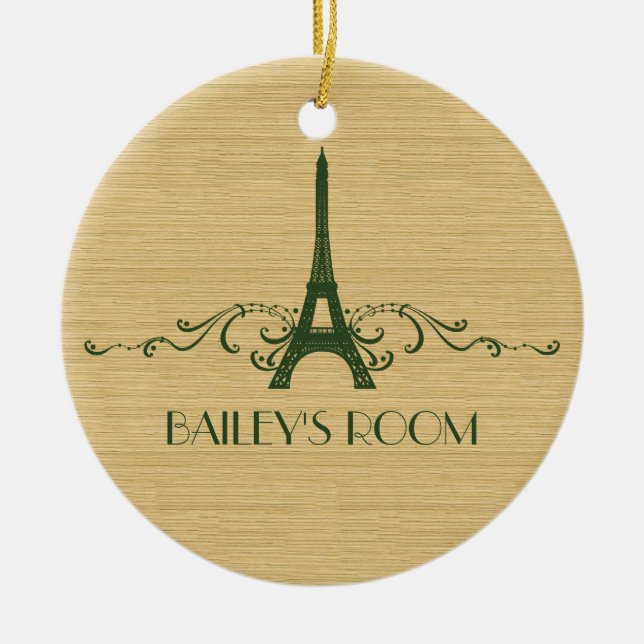 Green French Flourish Ornament (Front)