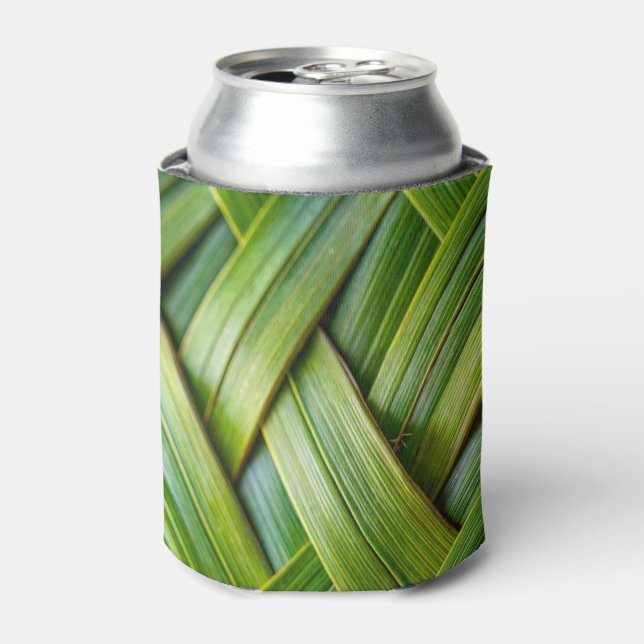 Green Fresh Bamboo Weave  Can Cooler (Can Front)