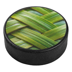 Green Fresh Bamboo Weave Hockey Puck