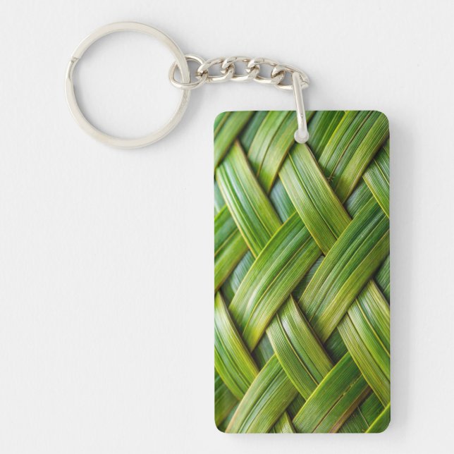 Green Fresh Bamboo Weave  Key Ring (Front)
