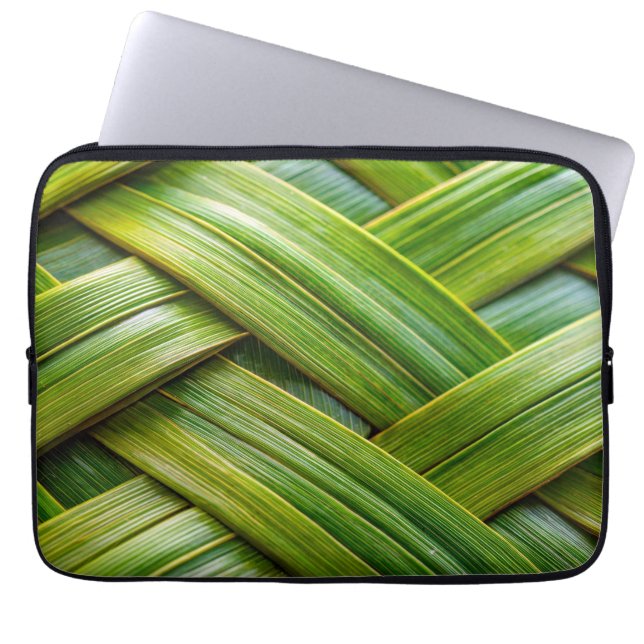 Green Fresh Bamboo Weave  Laptop Sleeve (Front)